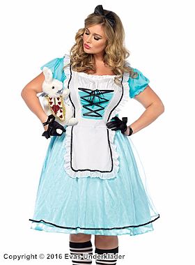 Alice im Wunderland, Kostüm-Kleid, Schnürung, Schürze, Puffärmel, XL bis 4XL